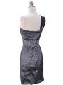 1710 Charcoal One Shoulder Cocktail Dress - Charcoal, Back View Thumbnail