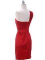 1710 Red One Shoulder Cocktail Dress - Red, Back View Thumbnail
