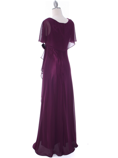 1735 Chiffon Evening Dress - Purple, Back View Medium