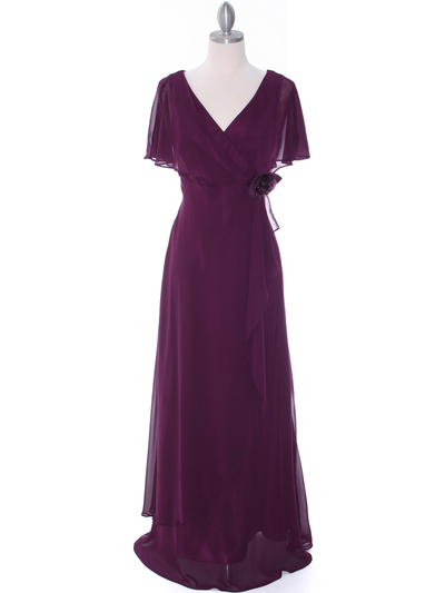 1735 Chiffon Evening Dress - Purple, Front View Medium