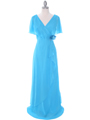 1735 Turquoise Chiffon Evening Dress - Turquoise, Front View Thumbnail