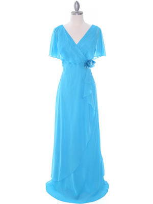 1735 Turquoise Chiffon Evening Dress, Turquoise