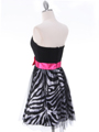 1740  Black Zebra Print Strapless Cocktail Dress - Back Image