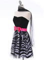 1740  Black Zebra Print Strapless Cocktail Dress - Alt. Image