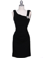 1743 Black Cocktail Dress with Rhinestone Pin - Black, Front View Thumbnail