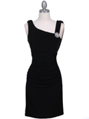 Black Cocktail Dress with Rhinestone Pin