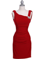 1743 Red Cocktail Dress with Rhinestone Pin - Red, Front View Thumbnail