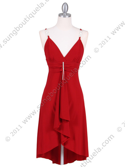 1745 Red Party Dress - Red, Front View Medium