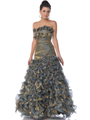 17 Gold Strapless Iridescent Ruffled Prom Dresses - Gold, Front View Thumbnail