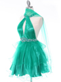 1806 Green Halter Cocktail Dress With Keyhole - Green, Alt View Thumbnail