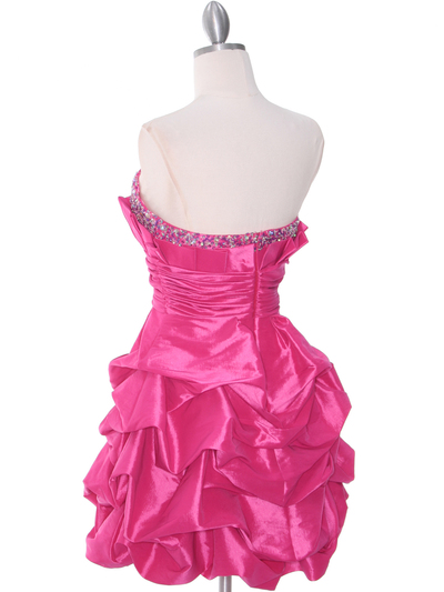 1807 Hot Pink Homecoming Dress - Hot Pink, Back View Medium