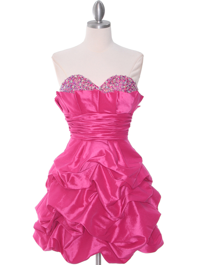 1807 Hot Pink Homecoming Dress - Hot Pink, Front View Medium
