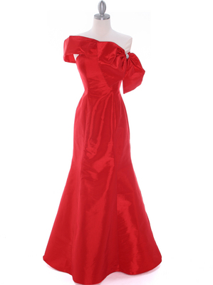 C1811 Red Taffeta Evening Dress with Oversize Bow, Red