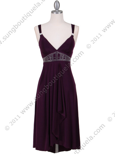 1813S Purple Cocktail Dress - Purple, Front View Medium