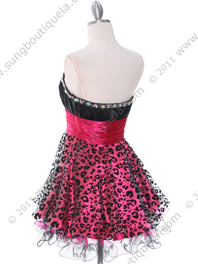1817 Black and Hot Pink Cocktail Dress - Black Hot Pink, Back View Medium