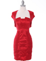 1818 Red Taffeta Cocktail Dress with Bolero - Red, Front View Thumbnail