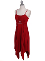 Red Pleated Cocktail Dress with Rhinestone Buckle Red Pleated Cocktail Dress with Rhinestone Buckle