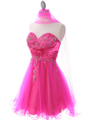 183 Hot Pink Strapless Homecoming Dress - Hot Pink, Alt View Thumbnail