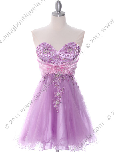 183 Lilac Strapless Homecoming Dress - Lilac, Front View Medium