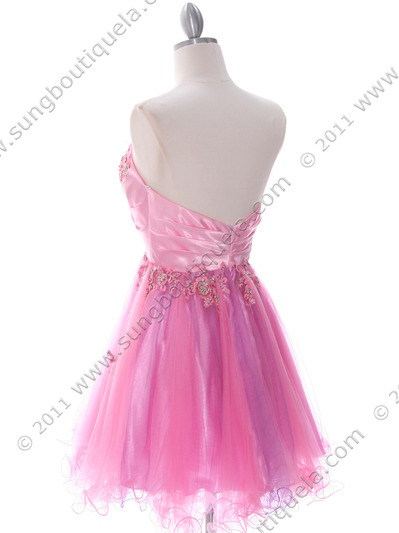 183 Pink Strapless Homecoming Dress - Pink, Back View Medium