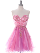 Pink Strapless Homecoming Dress