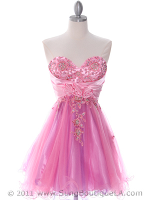 183 Pink Strapless Homecoming Dress, Pink