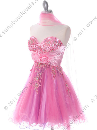 183 Pink Strapless Homecoming Dress - Pink, Alt View Medium