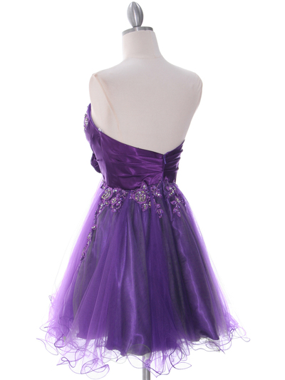 183 Purple Strapless Homecoming Dress - Purple, Back View Medium