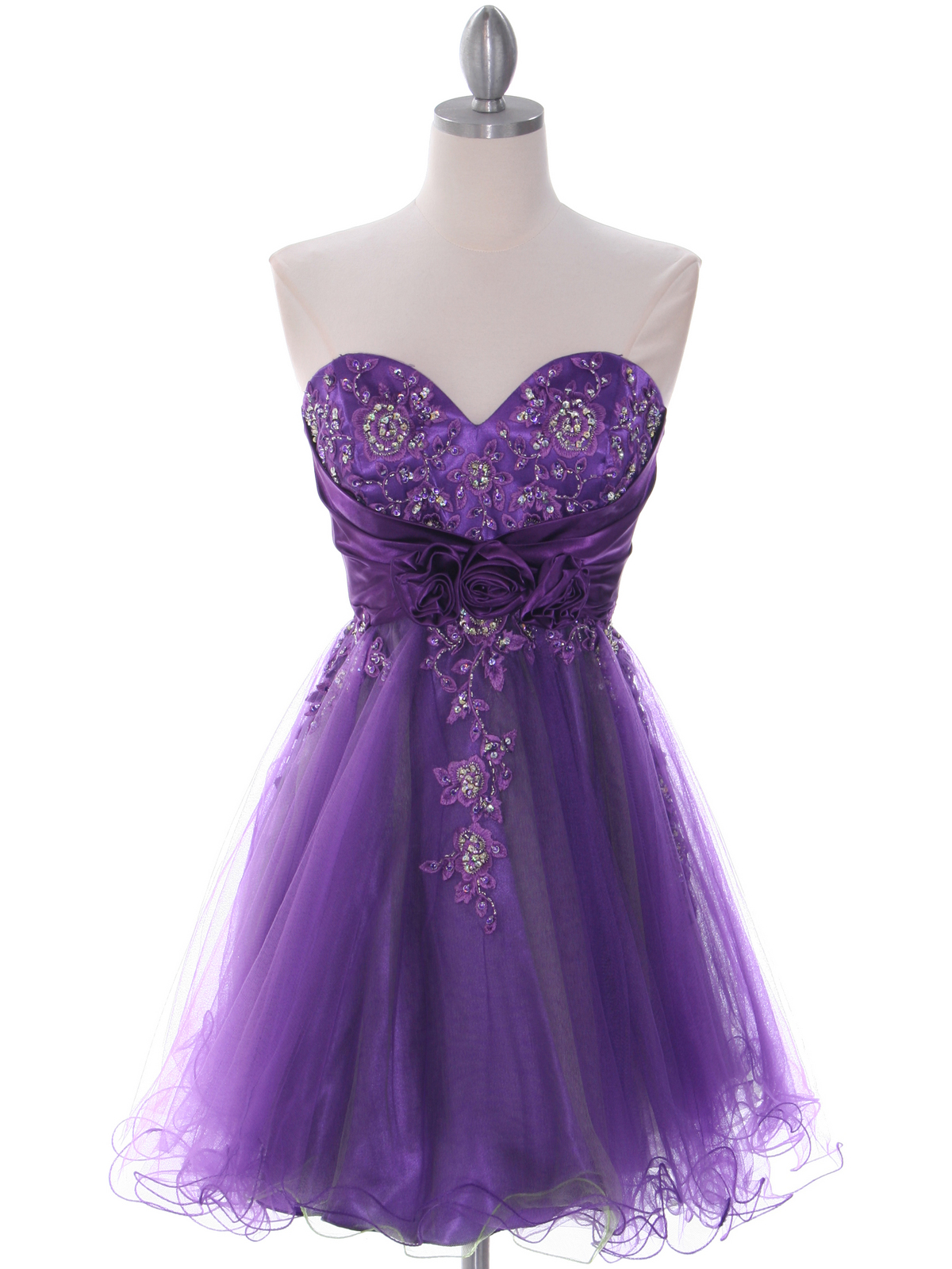 183 Purple Strapless Homecoming Dress - Front Image