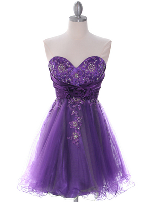 183 Purple Strapless Homecoming Dress, Purple