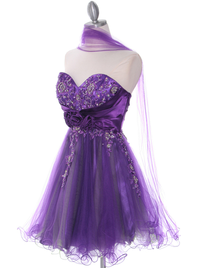 183 Purple Strapless Homecoming Dress - Purple, Alt View Medium