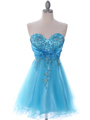 183 Turquoise Strapless Homecoming Dress - Turquoise, Front View Thumbnail
