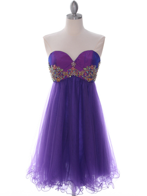 184 Purple Strapless Cocktail Dress, Purple