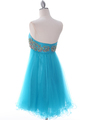 184 Turquoise Strapless Homecoming Dress - Turquoise, Back View Thumbnail