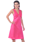 Satin Cocktail Dress with Rhinestone Pin