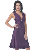 Satin Cocktail Dress with Rhinestone Pin
