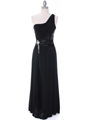 1888 Black One Shoulder Evening Dress - Black, Front View Thumbnail
