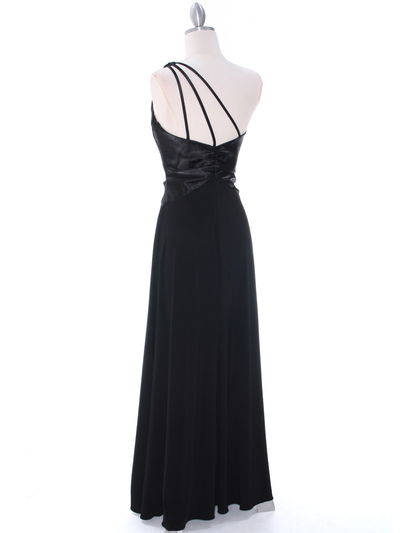 1888 Black One Shoulder Evening Dress - Black, Back View Medium