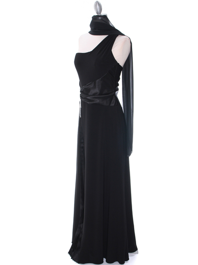 1888 Black One Shoulder Evening Dress - Black, Alt View Medium