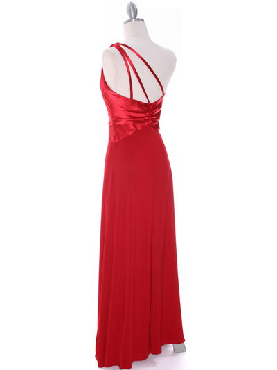 1888 Red One Shoulder Evening Dress - Red, Back View Medium
