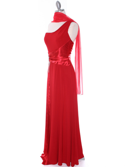 1888 Red One Shoulder Evening Dress - Red, Alt View Medium