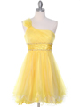 188 Yellow One Shoulder Homecoming Dress - Yellow, Front View Thumbnail