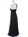 1890 Black Chiffon Floral Evening Dress - Black, Back View Thumbnail