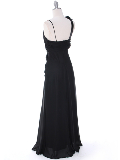 1890 Black Chiffon Floral Evening Dress - Black, Back View Medium