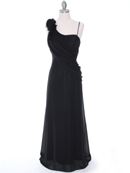Black Chiffon Floral Evening Dress