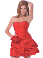 1988 Strapless Taffeta Beaded Homecoming Dress - Red, Front View Thumbnail