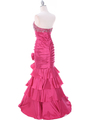 20114 Raspberry Beaded Prom Dress - Raspberry, Back View Thumbnail