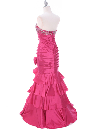 20114 Raspberry Beaded Prom Dress - Raspberry, Back View Medium