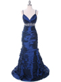 20129 Navy Taffeta Prom Evening Dress - Navy, Front View Thumbnail