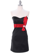 Black/Red Party Dress with Rhinestone Buckle